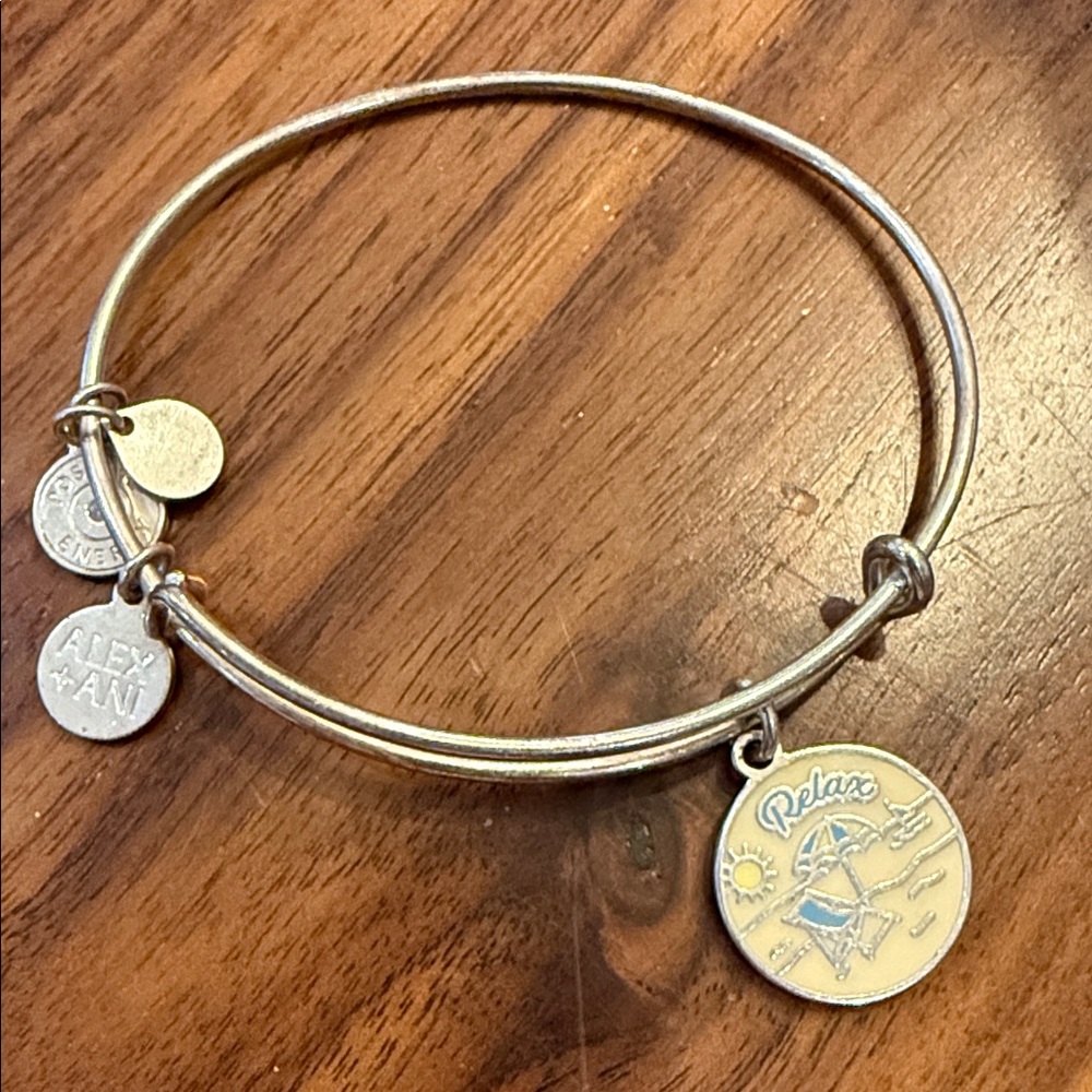 Alex and Ani Silver 'Relax' Charm Bangle